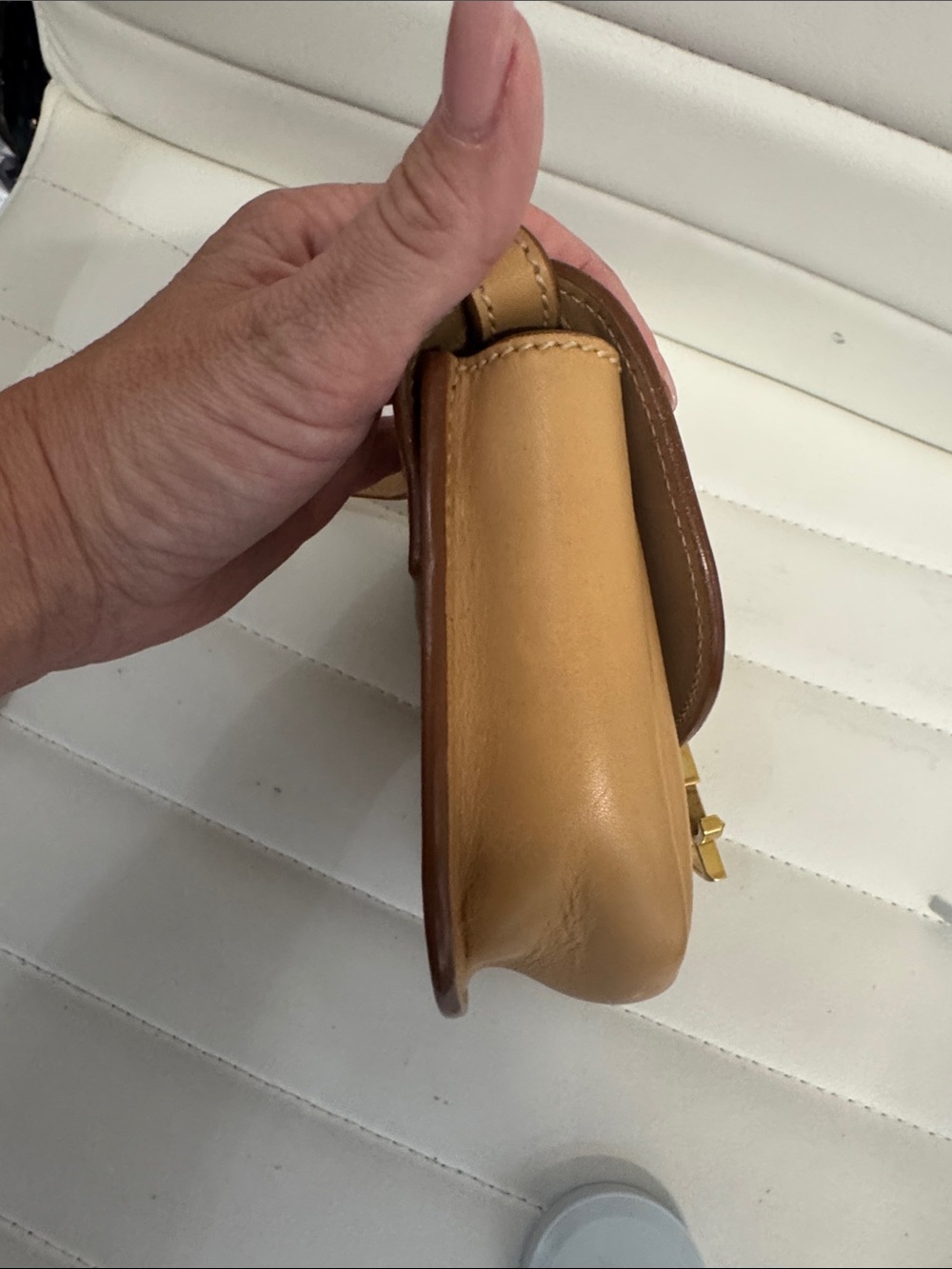 Saint Laurent Camel Leather Small Crossbody with Gold YSL Logo - Picture 5 of 8